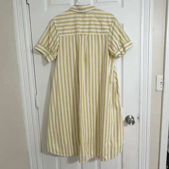 Everlane Yellow & White Stripe Cotton Shirt Dress – Size S - Picture 3 of 8